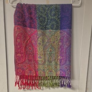 Multicolor Paisley Fringe Scarf